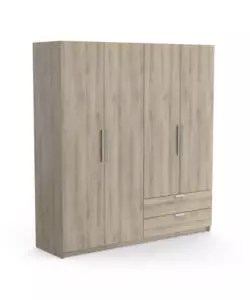 ARMADIO 4 ANTE E 2 CASSETTI QUERCIA, 178X51,4x191,5 CM
